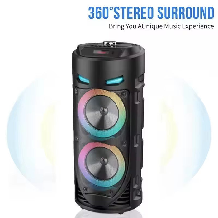 ZQS4239S Portable Bluetooth Speaker with Dual 4” Woofers, RGB Lights, Microphone & Remote