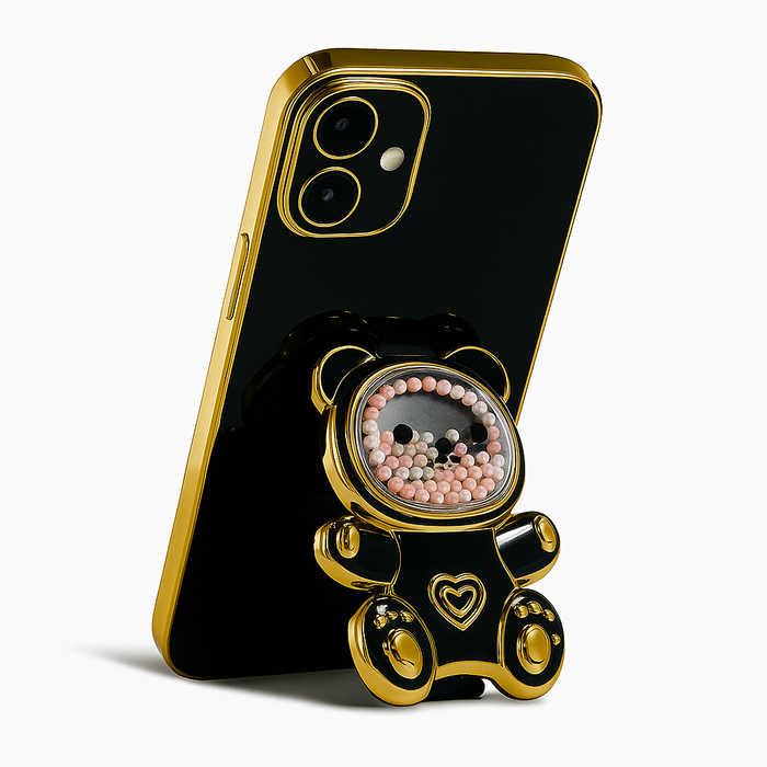 Teddy Bear Kickstand Case for iPhone 16 – Stylish Creative Protective Cover