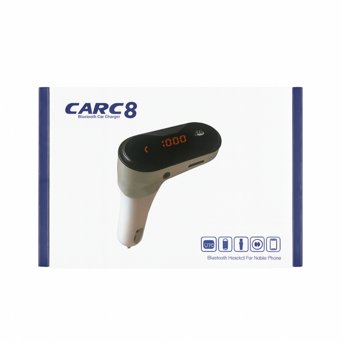 CARC8 Bluetooth Car Charger with FM Transmitter & Hands-Free Calling