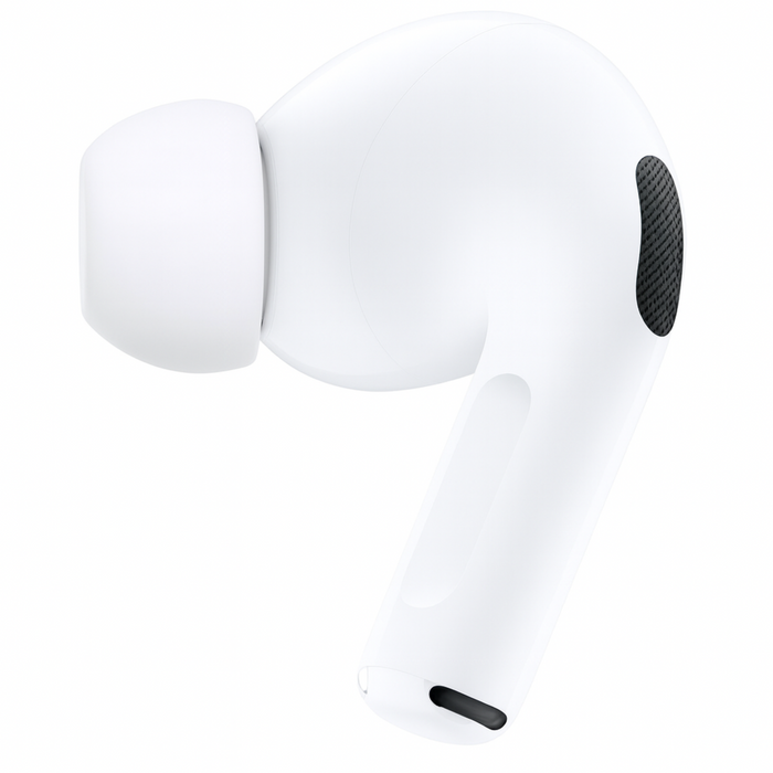 Close-up of a white airpods case on a white background