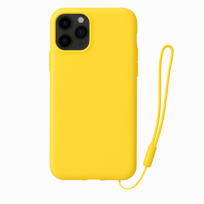 Bright Yellow Silicone Case with Wrist Strap – iPhone 11 Pro