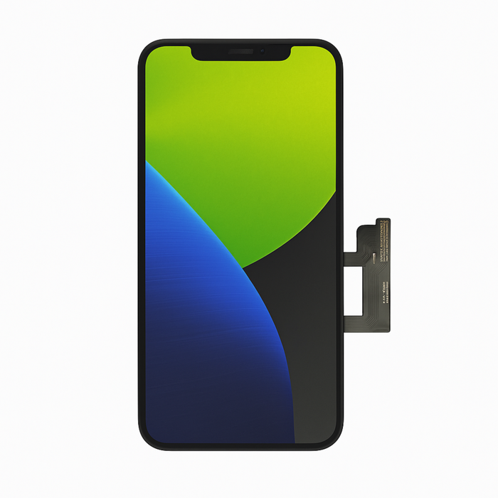 Smartphone display with a green and blue gradient on a white background