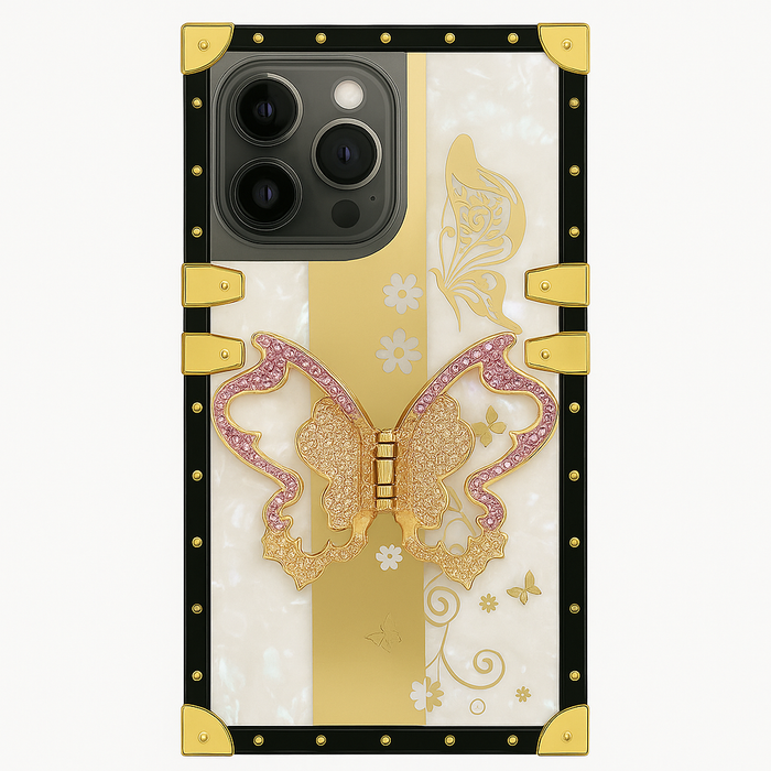 Luxury Butterfly Kickstand Case – iPhone 16 Pro