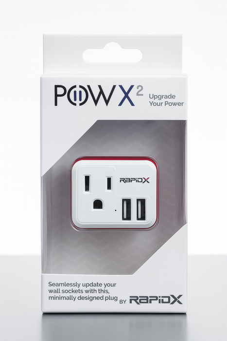 RapidX POWX² Dual USB Wall Adapter with AC Outlet – Multiple Colors