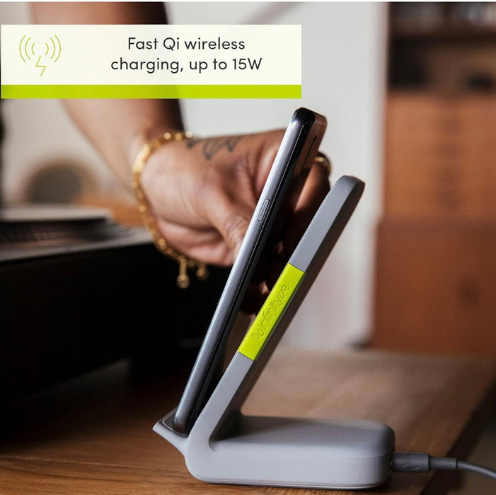 InfinityLab InstantStation Wireless Charging Stand – 15W Qi-Certified, USB-C & USB-A