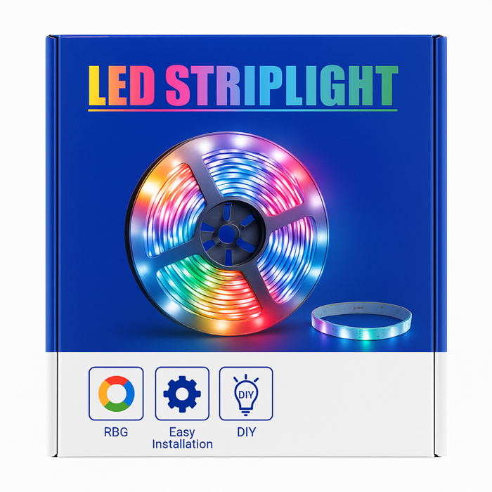 Multicolor RGB LED Strip Light with Remote – 3600 Lumens, 5-Year Life, DIY Kit