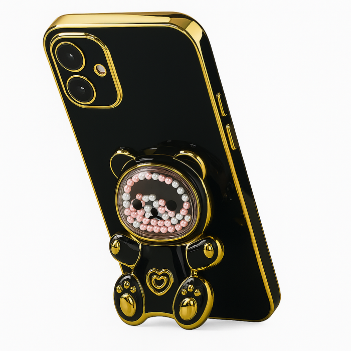 Teddy Bear Kickstand Case for iPhone 16 – Stylish Creative Protective Cover