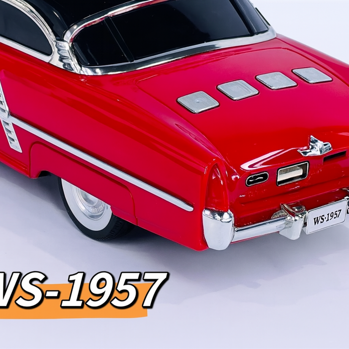 Red model car with 'WS-1957' text on a light gray background