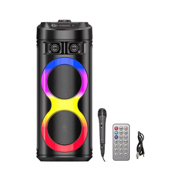 ZQS6220 Portable Bluetooth Speaker with RGB Lights – Dual 6.5” Drivers, 20W Output, Multiple Play Modes