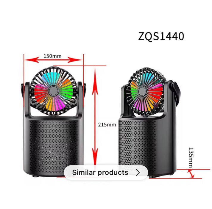 ZQS1440 Mini Speaker with LED Fan – Portable Bluetooth Super Bass Speaker (1500mAh)