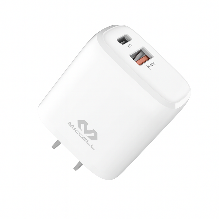 Miccell 20W Wall USB Charger – Type-C PD + QC 3.0 Fast Charging Adapter
