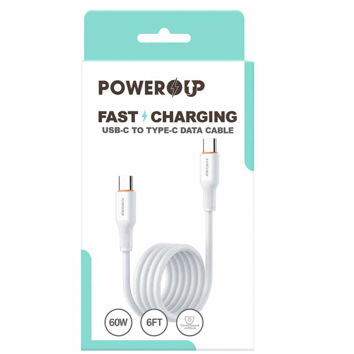 PowerUP 60W USB-C to USB-C Charging Cable – 6FT Silicone Skin-Friendly
