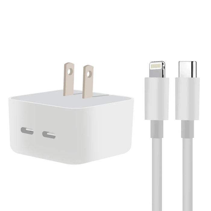 35W Dual USB-C Power Adapter with USB-C to Lightning Cable