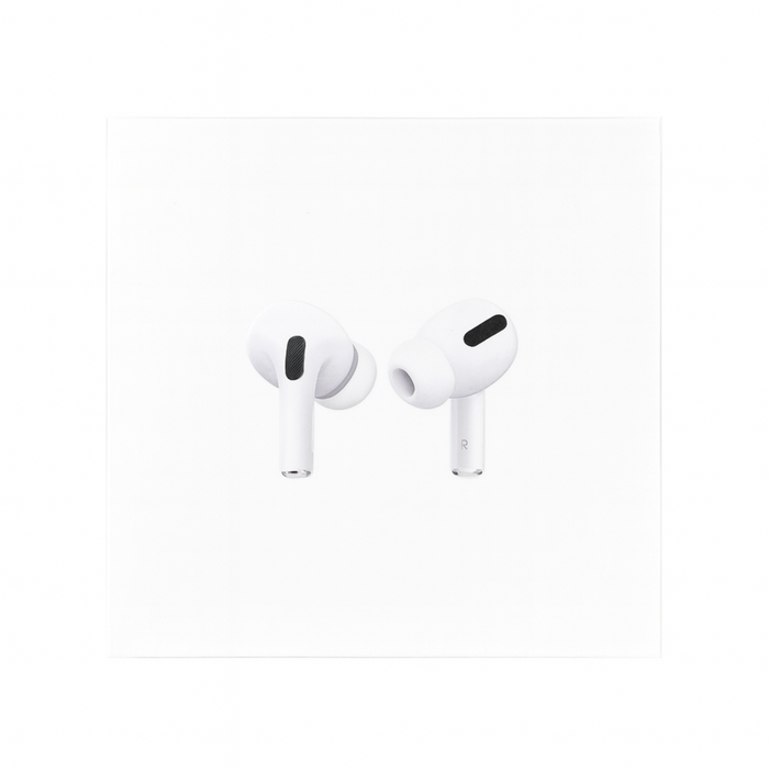 White wireless earbuds on a white background