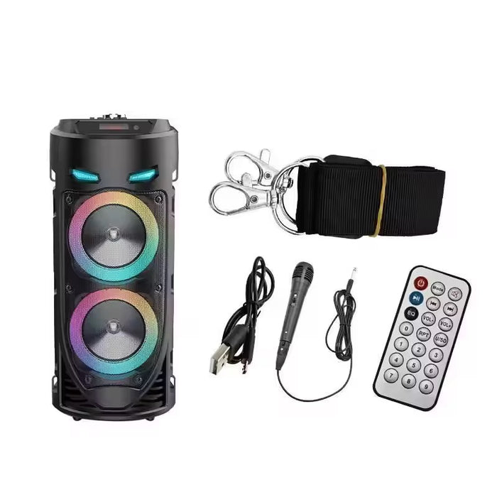 ZQS4239S Portable Bluetooth Speaker with Dual 4” Woofers, RGB Lights, Microphone & Remote