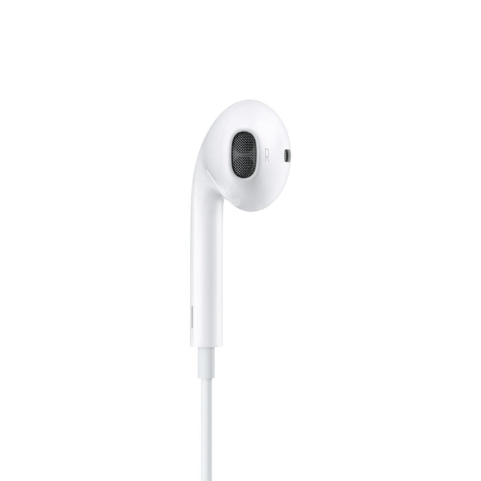 White earbud headphones on a white background