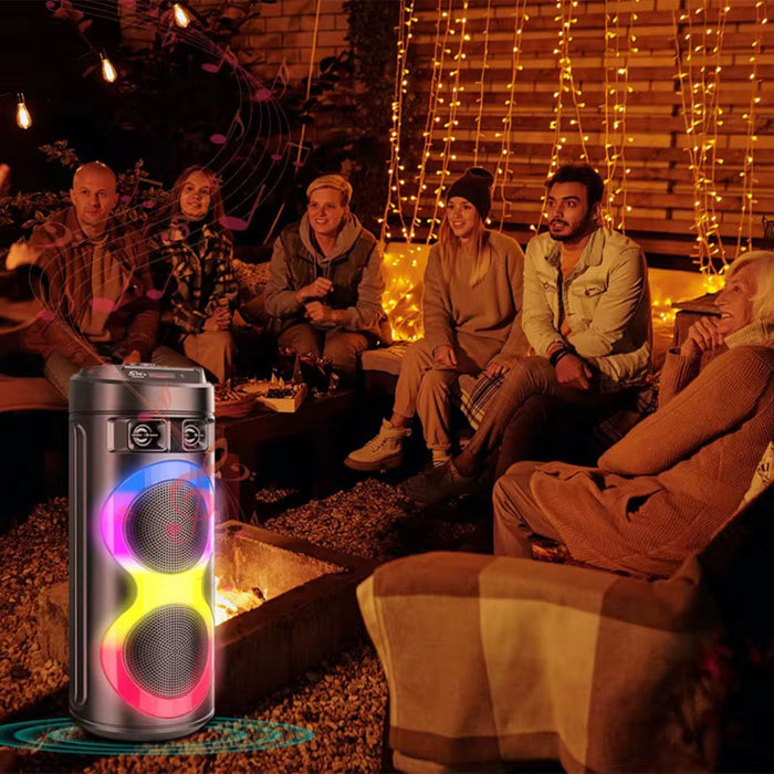 ZQS6220 Portable Bluetooth Speaker with RGB Lights – Dual 6.5” Drivers, 20W Output, Multiple Play Modes
