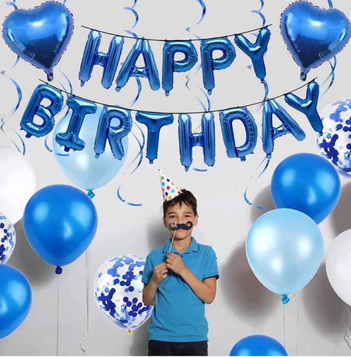 Blue Happy Birthday Balloon Decoration Set – 30 Pieces