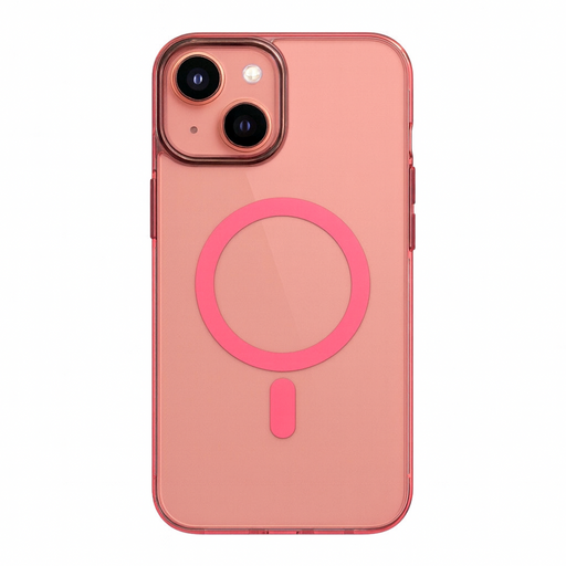 Phone case with a pink circular design on a white background