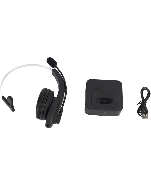 Wireless Mono Bluetooth Headset with Charging Dock and Mic – Noise Cancelling