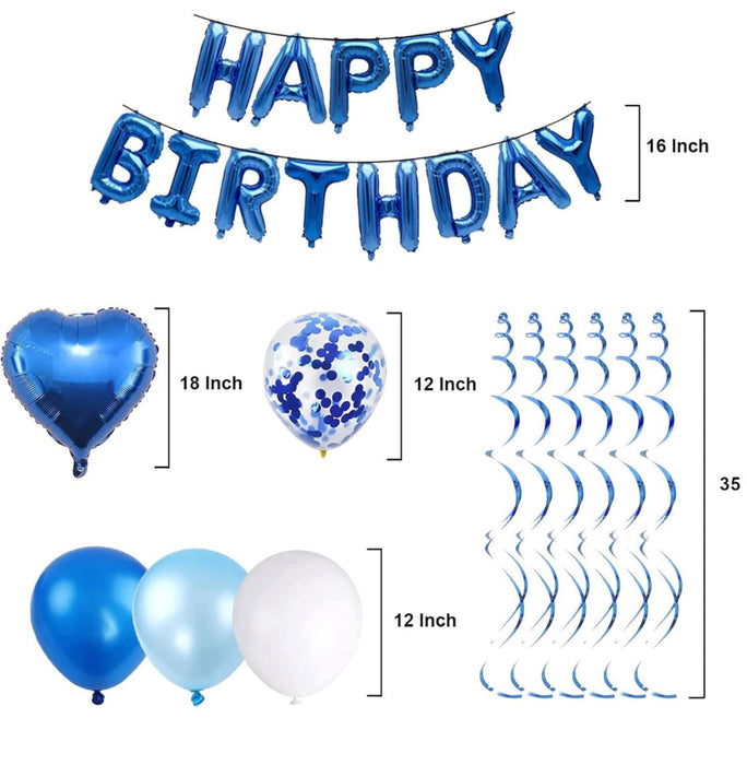 Blue Happy Birthday Balloon Decoration Set – 30 Pieces