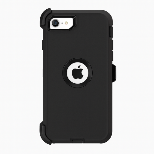 Black phone case with Apple logo on a white background