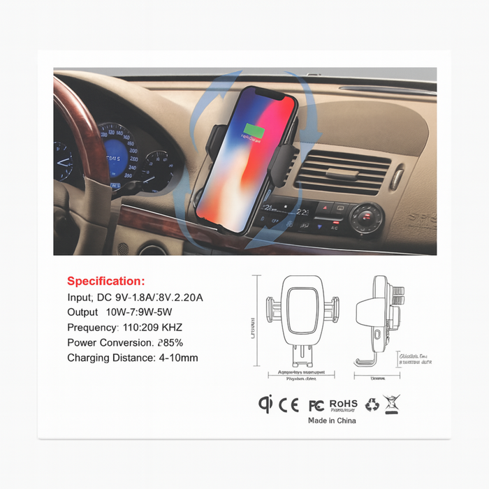 Fast Automatic Induction Wireless Car Charger Mount