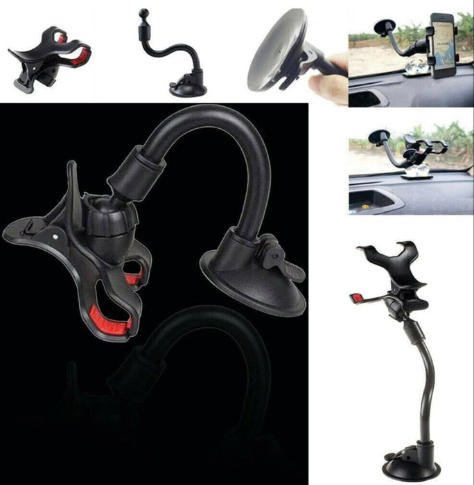 Collection of car phone holders with different designs and uses.