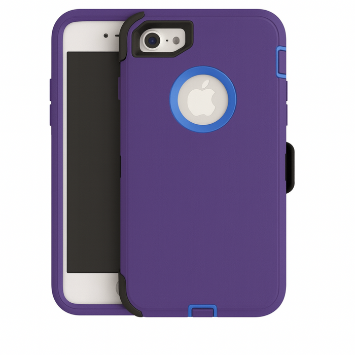 Purple phone case with Apple logo on a white background