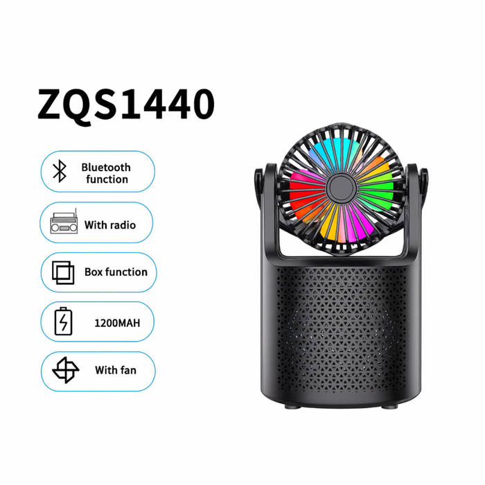 ZQS1440 Mini Speaker with LED Fan – Portable Bluetooth Super Bass Speaker (1500mAh)