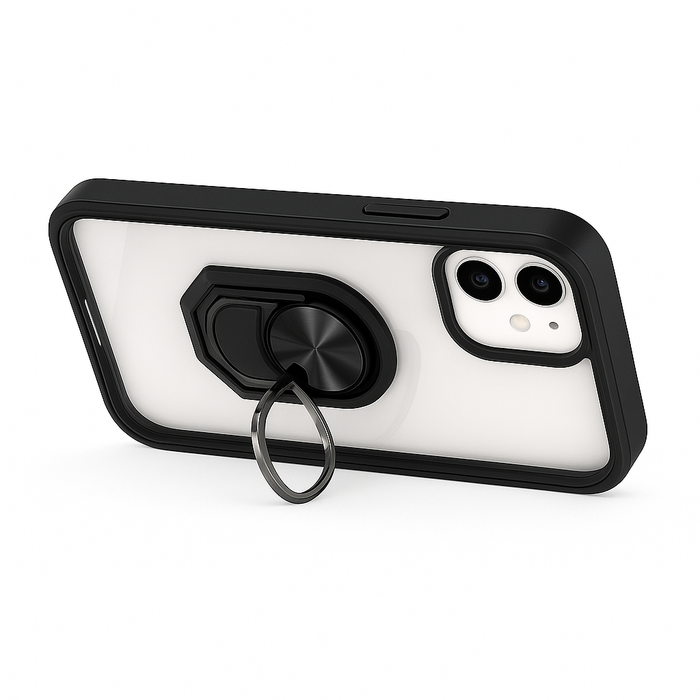 Magnetic Kickstand Case for iPhone 12 Mini – Clear Back with Ring Holder