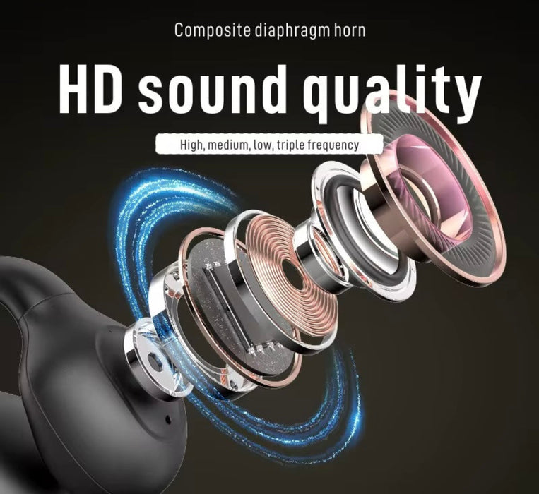 Headphone driver unit with 'HD sound quality' text on a black background