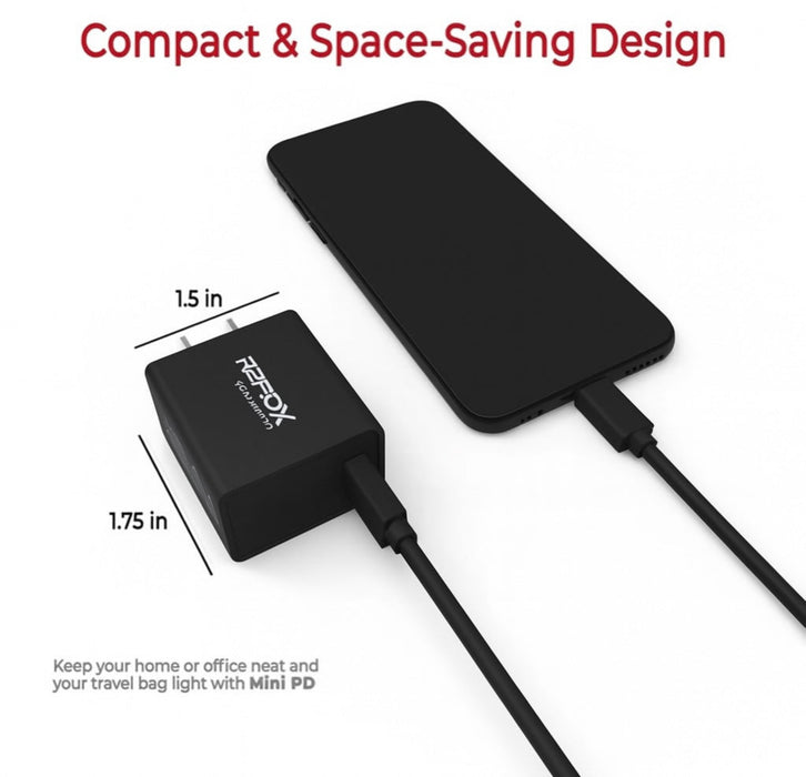 RapidX USB-C 30W PD Wall Charger – Black