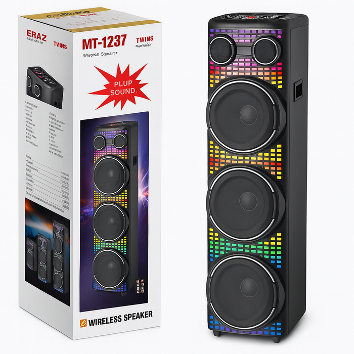 MT-1237 12”×3 Woofer Wireless Bluetooth Party Speaker with Dual Microphones – Wholesale