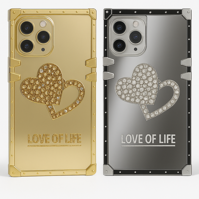 Luxury “Love of Life” iPhone 12 Pro Max Case – Crystal Heart Design
