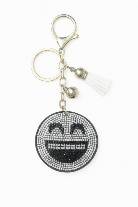 Keychain with smiley face design on a white background