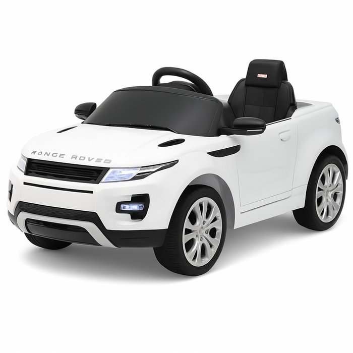 White toy car resembling a luxury vehicle on a white background