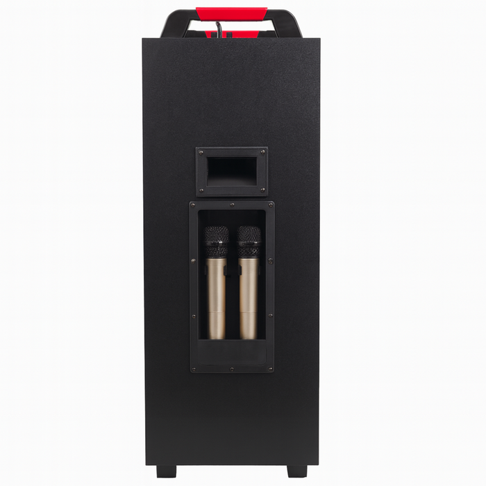 MT-1216 Professional Party Speaker with Dual 12” Woofers, LED Lights & Wireless Microphones