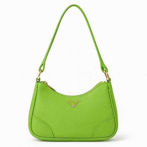 Green handbag with a brand logo on a white background
