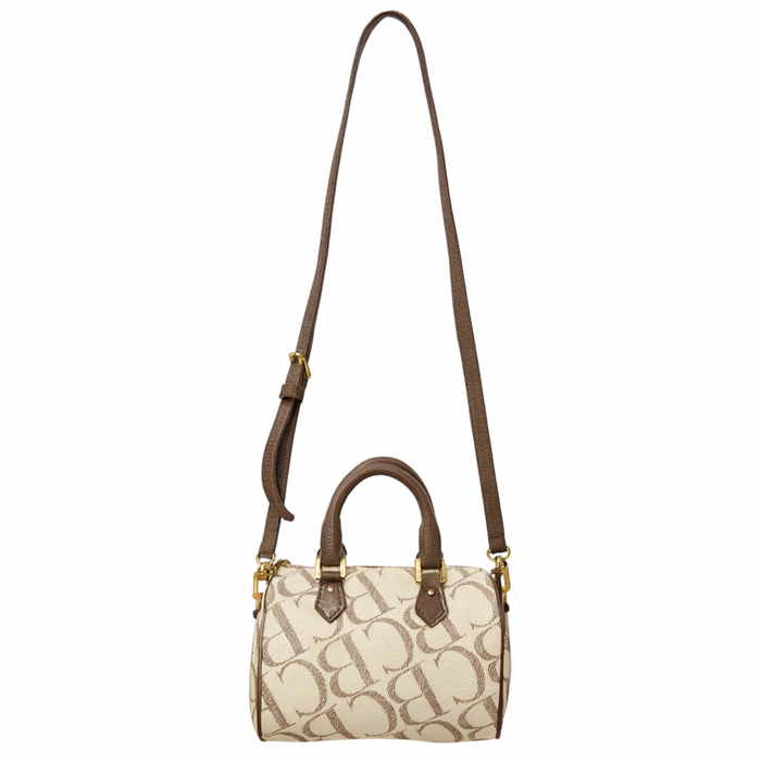 Chrisbella Monogram Mini Barrel Crossbody Bag – Brown