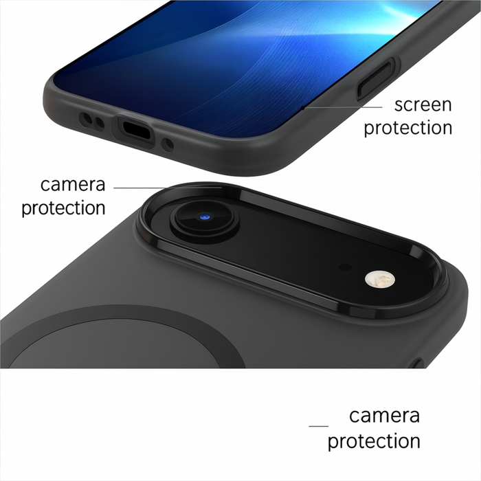 Heavy Duty Transparent Silicone Case with Electroplated Frame – Compatible with iPhone 17,17air,17pro,17pm Smartphones