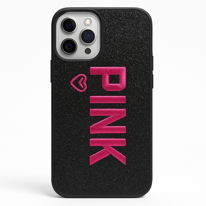 PINK Glitter Embroidered Case