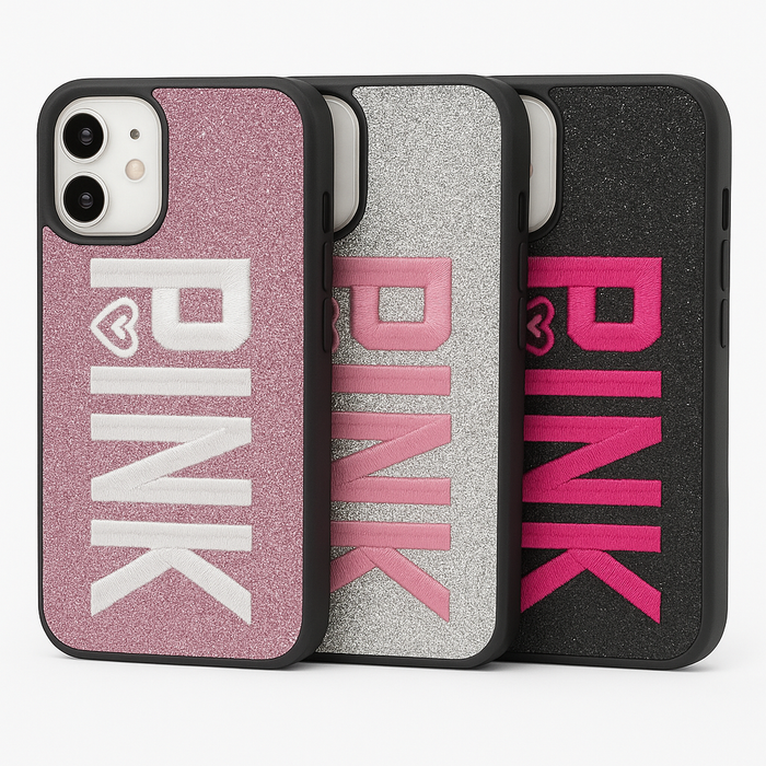 Glitter Embroidered “PINK” iPhone 12 Mini Case