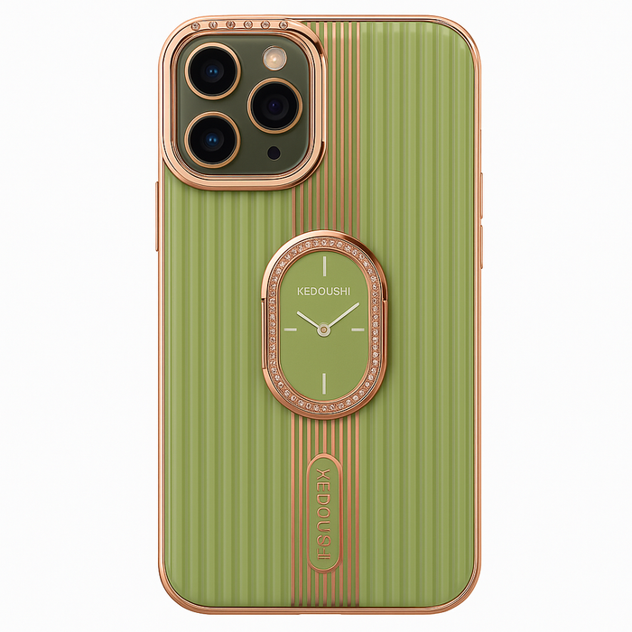 Luxury Green Kedoushi Case with Rose Gold Ring – iPhone 12 Pro Max