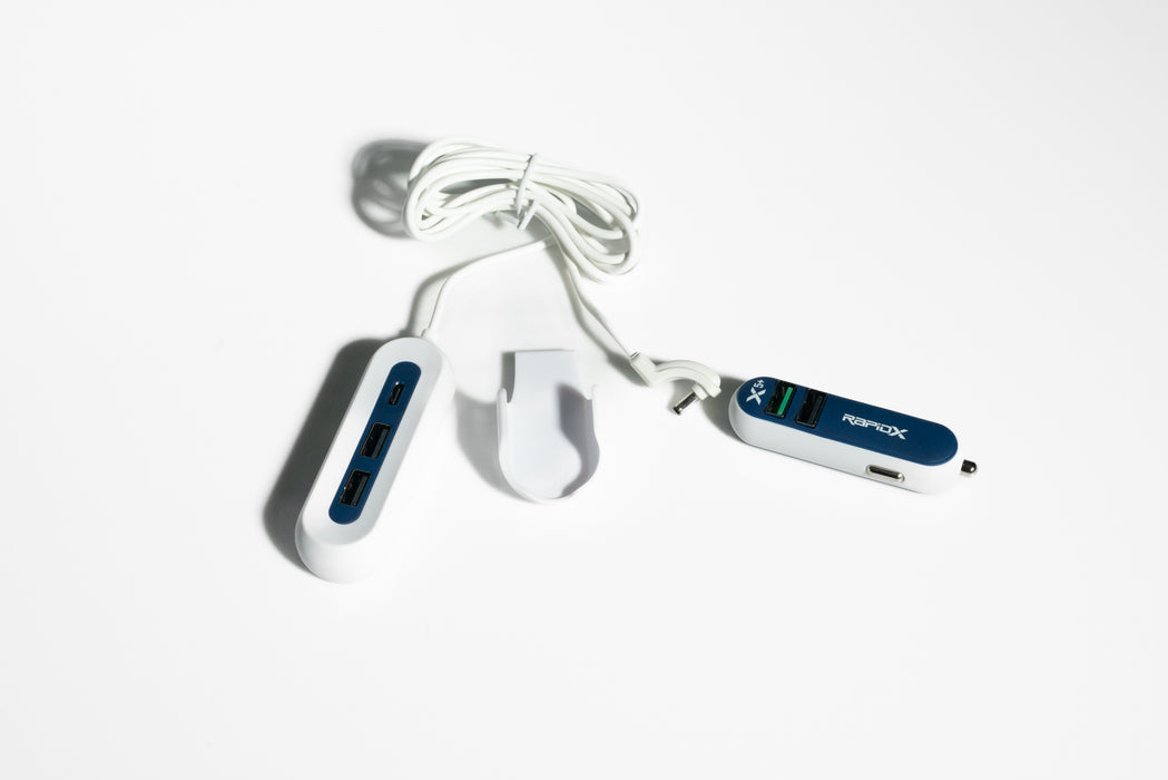 RapidX X5+ 5-Port USB Car Charger with Detachable Hub – QC 3.0, USB-C & USB-A