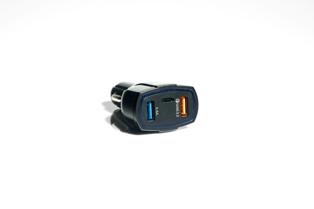 Fast Car Charger – Dual Port QC 3.0 – Type-C + USB-A – Black