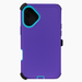 Purple phone case with black and teal accents on a white background