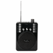 Black portable radio with antenna on a white background