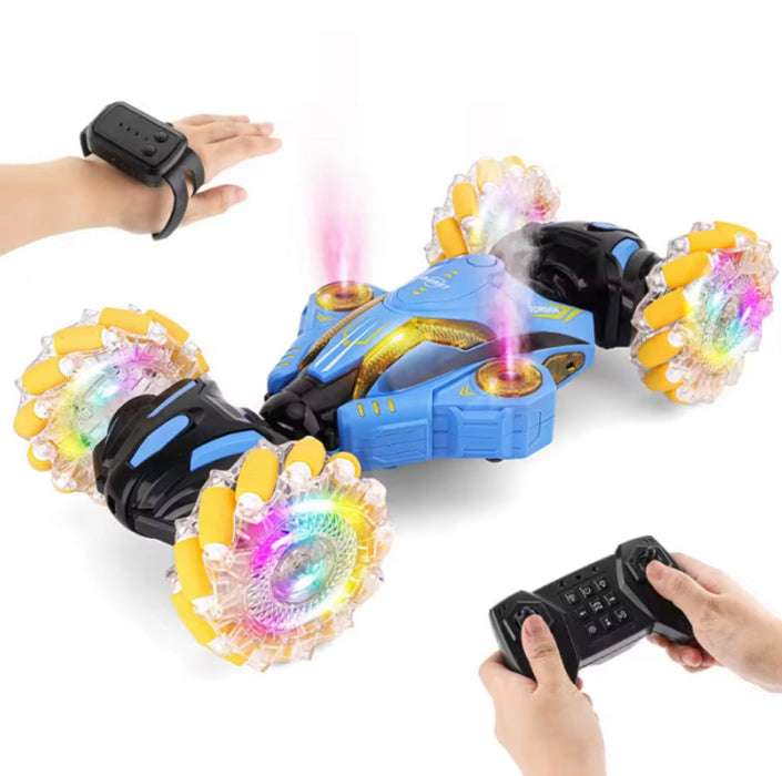 2.4GHz RC Stunt Car with Laser Tracking Watch Remote Control – Dual Sided Drift, Gesture Sensor, & LED Wheels