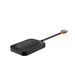 Black electronic device with a cable on a white background